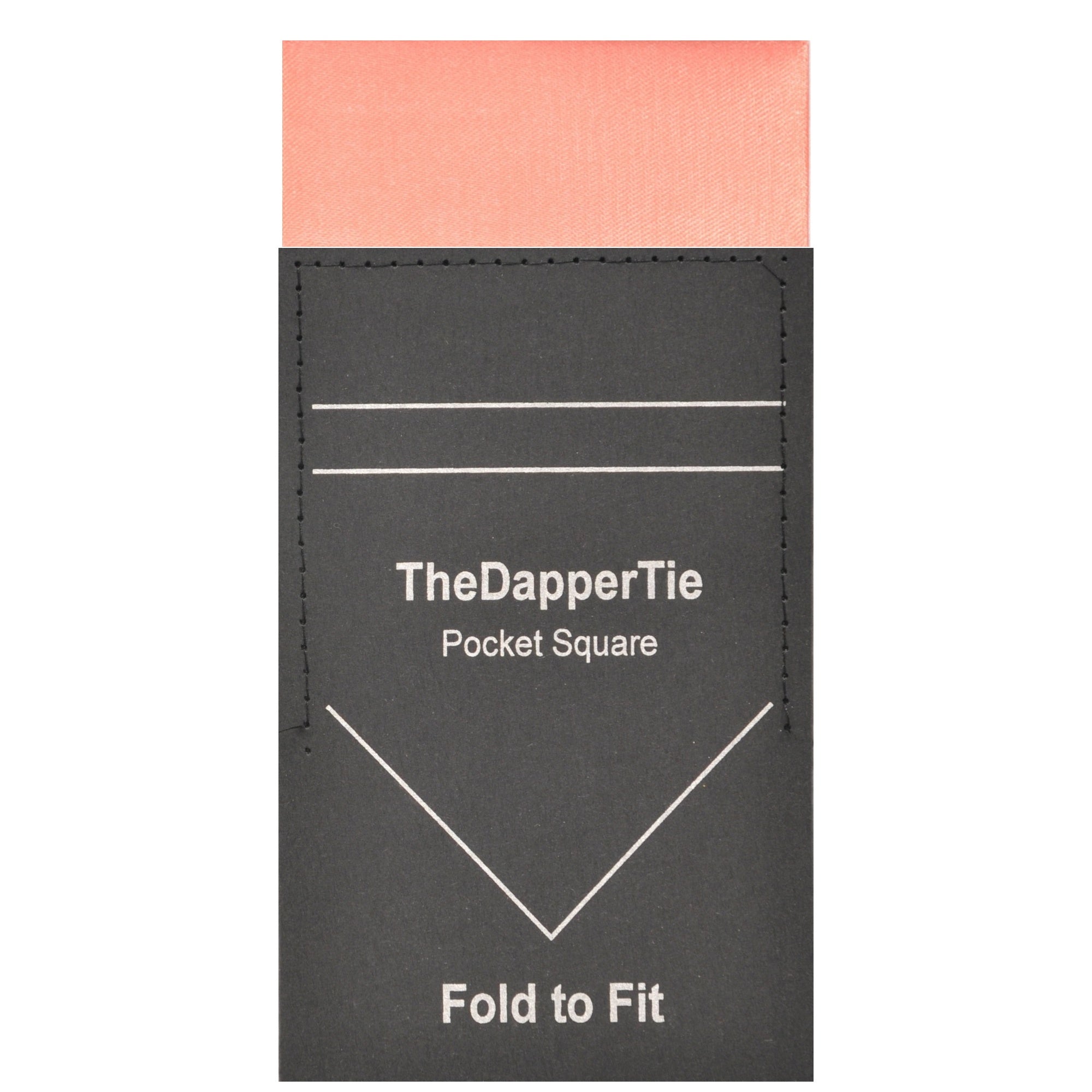 TheDapperTie - Men's Solid Color Satin Flat Pre Folded Pocket Square on Card Prefolded Pocket Squares TheDapperTie Coral Regular 