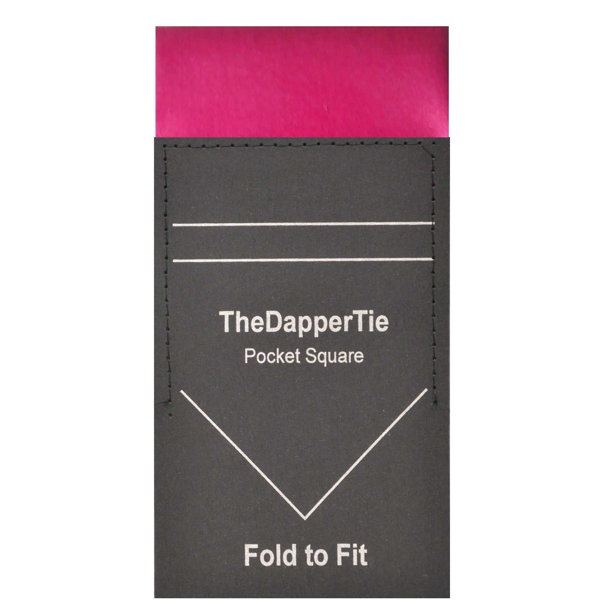 TheDapperTie - Men's Solid Color Satin Flat Pre Folded Pocket Square on Card Prefolded Pocket Squares TheDapperTie Fuchsia Regular 