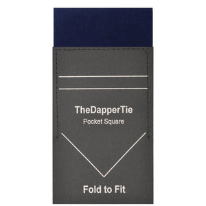 TheDapperTie - Men's Solid Color Satin Flat Pre Folded Pocket Square on Card Prefolded Pocket Squares TheDapperTie Navy Regular 