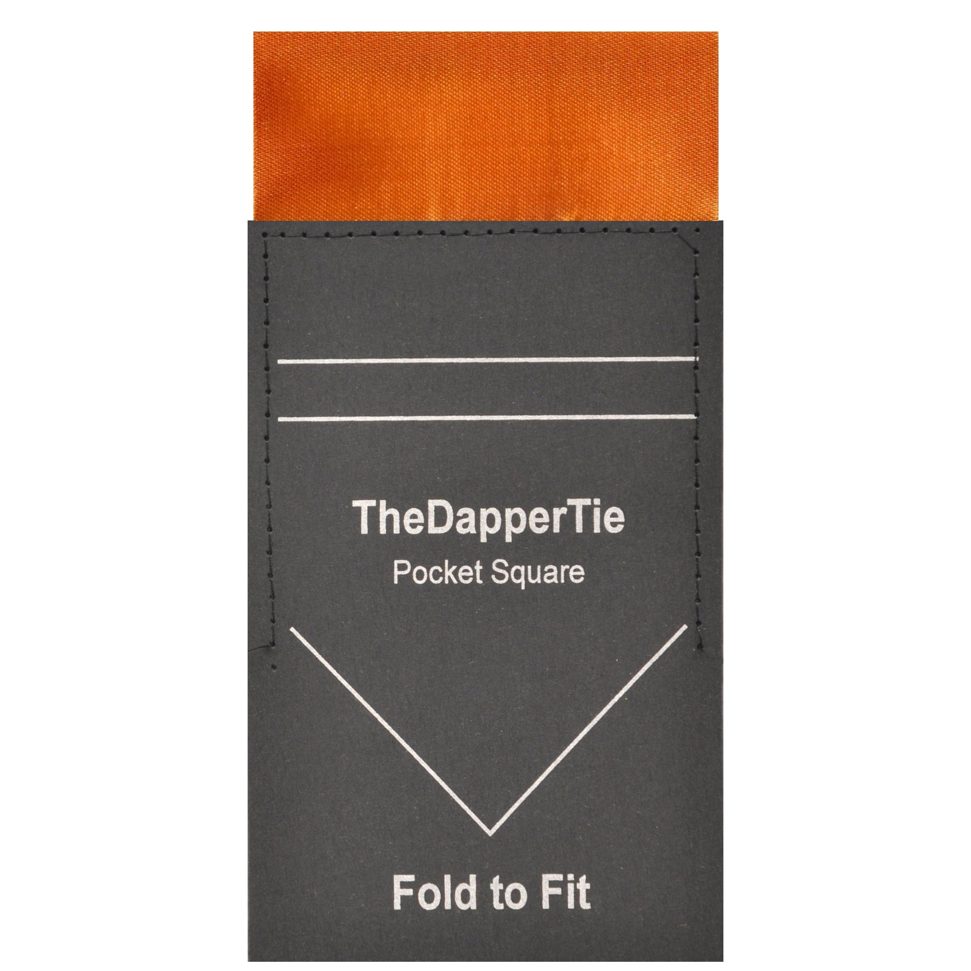 TheDapperTie - Men's Solid Color Satin Flat Pre Folded Pocket Square on Card Prefolded Pocket Squares TheDapperTie Orange Regular 