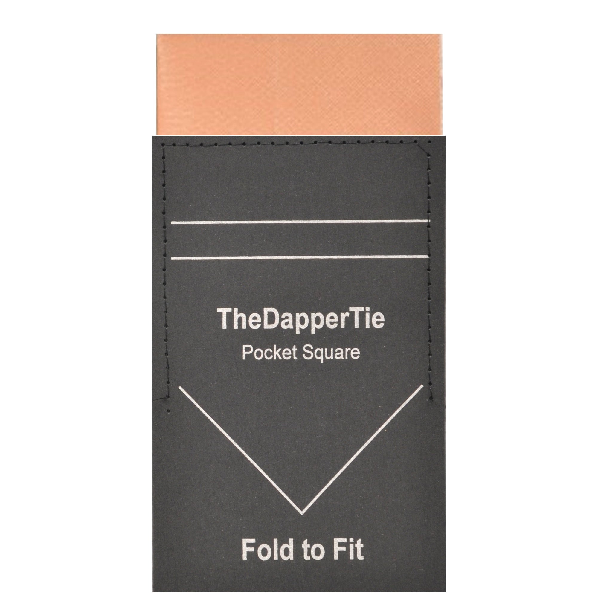 TheDapperTie - Men's Solid Color Satin Flat Pre Folded Pocket Square on Card Prefolded Pocket Squares TheDapperTie Peach Regular 