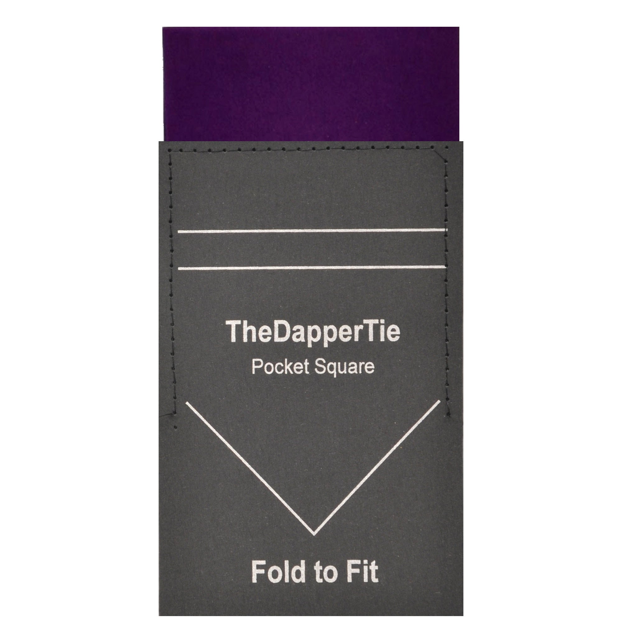 TheDapperTie - Men's Solid Color Satin Flat Pre Folded Pocket Square on Card Prefolded Pocket Squares TheDapperTie Purple Regular 