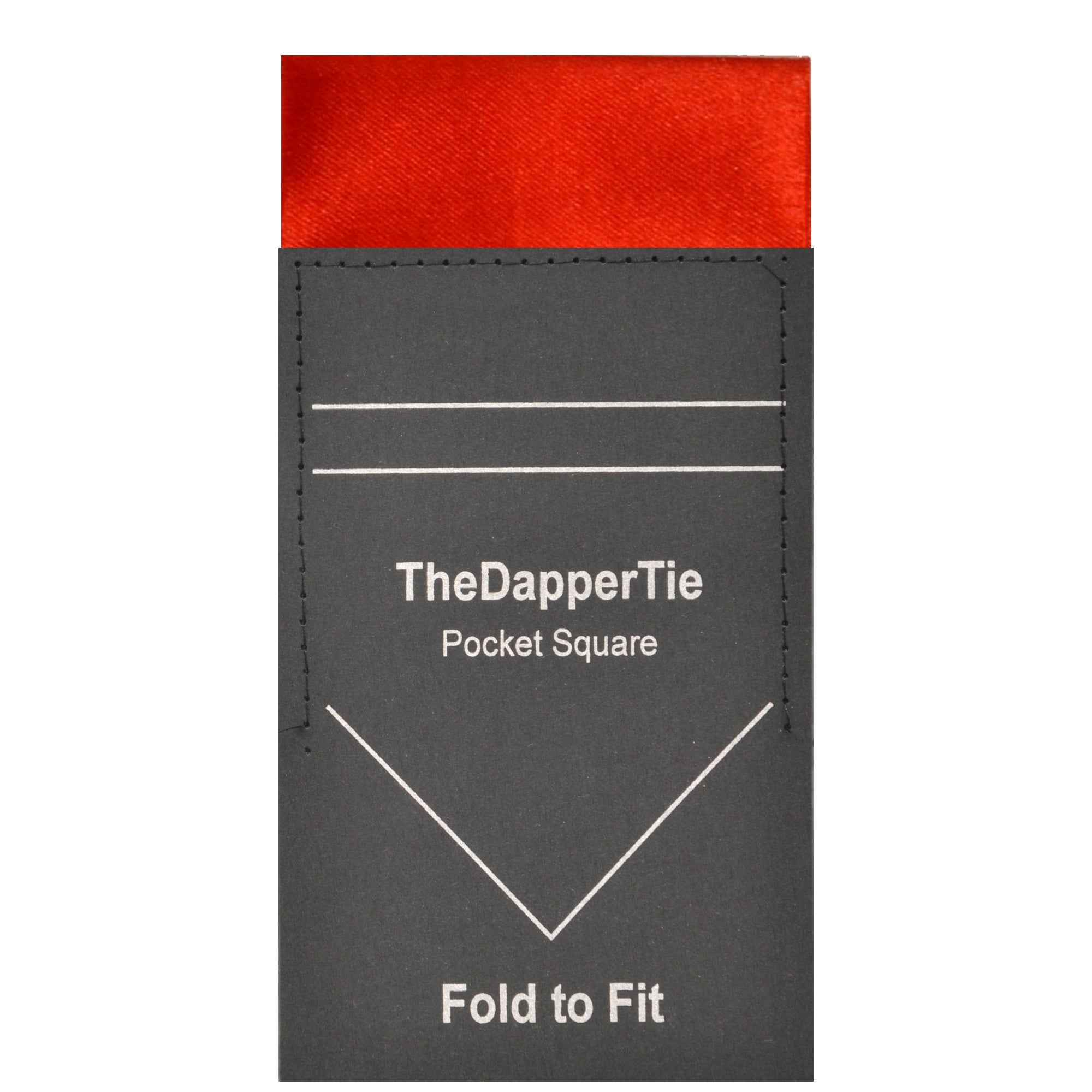 TheDapperTie - Men's Solid Color Satin Flat Pre Folded Pocket Square on Card Prefolded Pocket Squares TheDapperTie Red Regular 