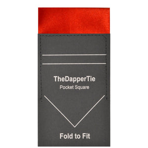 TheDapperTie - Men's Solid Color Satin Flat Pre Folded Pocket Square on Card Prefolded Pocket Squares TheDapperTie Red Regular 