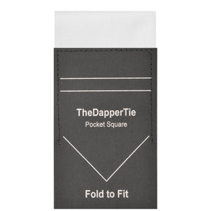 TheDapperTie - Men's Solid Color Satin Flat Pre Folded Pocket Square on Card Prefolded Pocket Squares TheDapperTie White Regular 