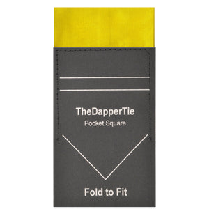 TheDapperTie - Men's Solid Color Satin Flat Pre Folded Pocket Square on Card Prefolded Pocket Squares TheDapperTie Yellow Regular 