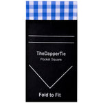 Load image into Gallery viewer, TheDapperTie - Men&#39;s Cotton Checks Flat Pre Folded Pocket Square on Card Prefolded Pocket Squares TheDapperTie French Blue Regular 
