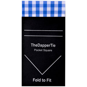 TheDapperTie - Men's Cotton Checks Flat Pre Folded Pocket Square on Card Prefolded Pocket Squares TheDapperTie French Blue Regular 