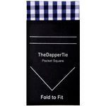 Load image into Gallery viewer, TheDapperTie - Men&#39;s Cotton Checks Flat Pre Folded Pocket Square on Card Prefolded Pocket Squares TheDapperTie Navy Blue Regular 
