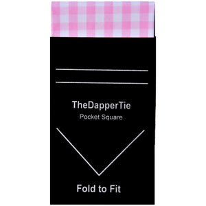 TheDapperTie - Men's Cotton Checks Flat Pre Folded Pocket Square on Card Prefolded Pocket Squares TheDapperTie Pink Regular 