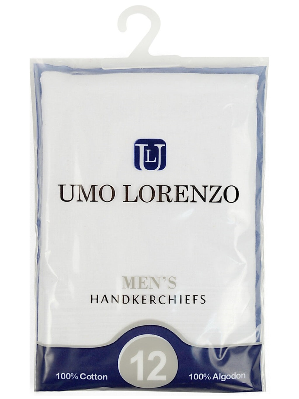 Men's White 100% Cotton Soft Finish Handkerchiefs Prefolded Pocket Squares UMO LORENZO   