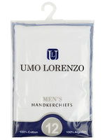 Load image into Gallery viewer, Men&#39;s White 100% Cotton Soft Finish Handkerchiefs Prefolded Pocket Squares UMO LORENZO   
