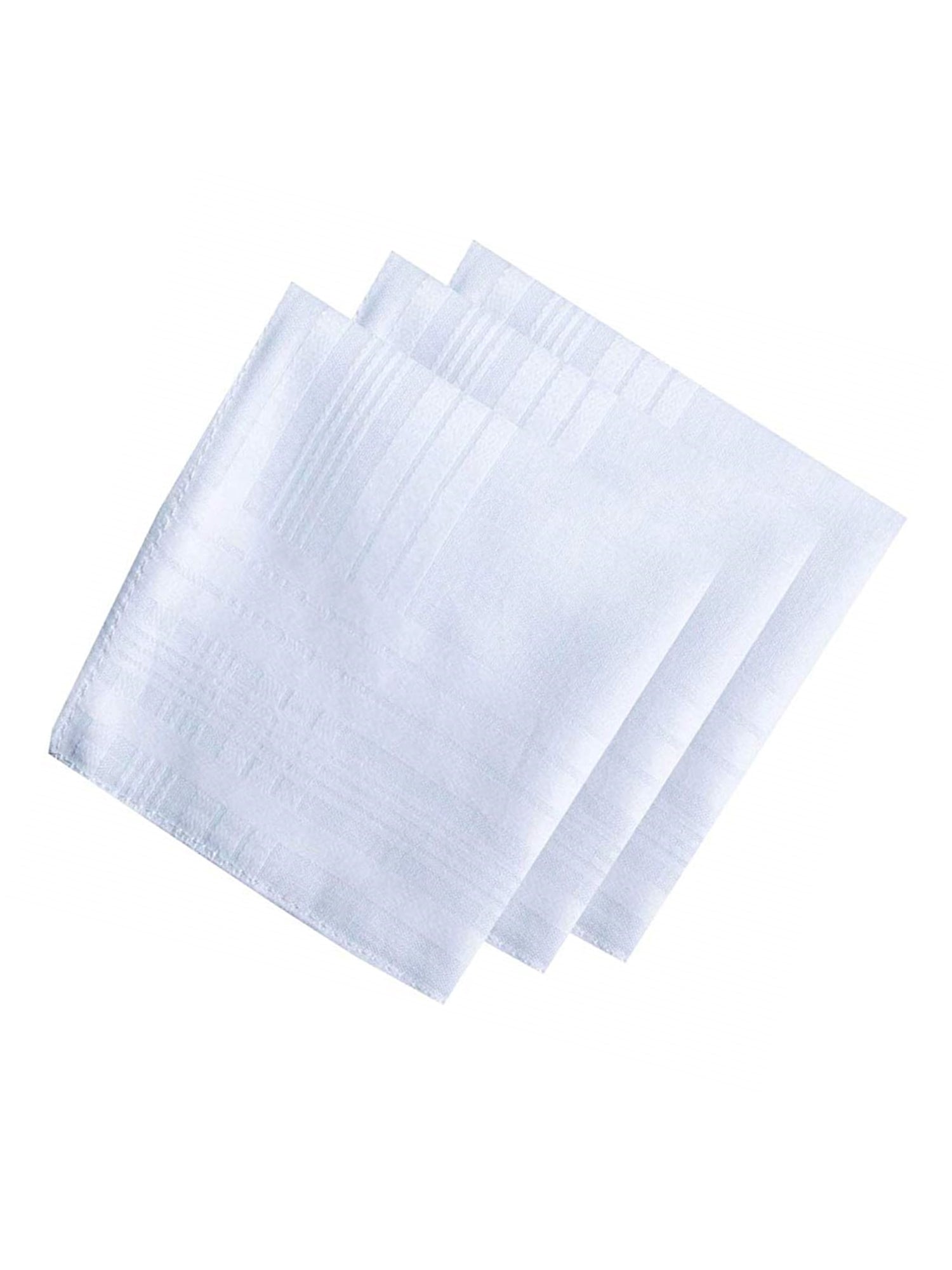 Men's White 100% Cotton Soft Finish Handkerchiefs Prefolded Pocket Squares UMO LORENZO 3 Pieces - White Regular 