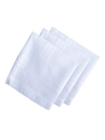 Load image into Gallery viewer, Men&#39;s White 100% Cotton Soft Finish Handkerchiefs Prefolded Pocket Squares UMO LORENZO 3 Pieces - White Regular 
