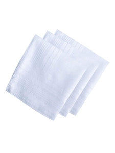 Men's White 100% Cotton Soft Finish Handkerchiefs Prefolded Pocket Squares UMO LORENZO 3 Pieces - White Regular 