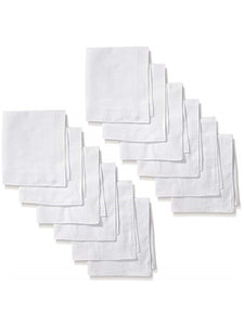 Men's Formal White 65% Polyester 35% Cotton Extra Soft Finish Handkerchief Prefolded Pocket Squares HAVE-A-HANK 12 Pieces - White Regular 