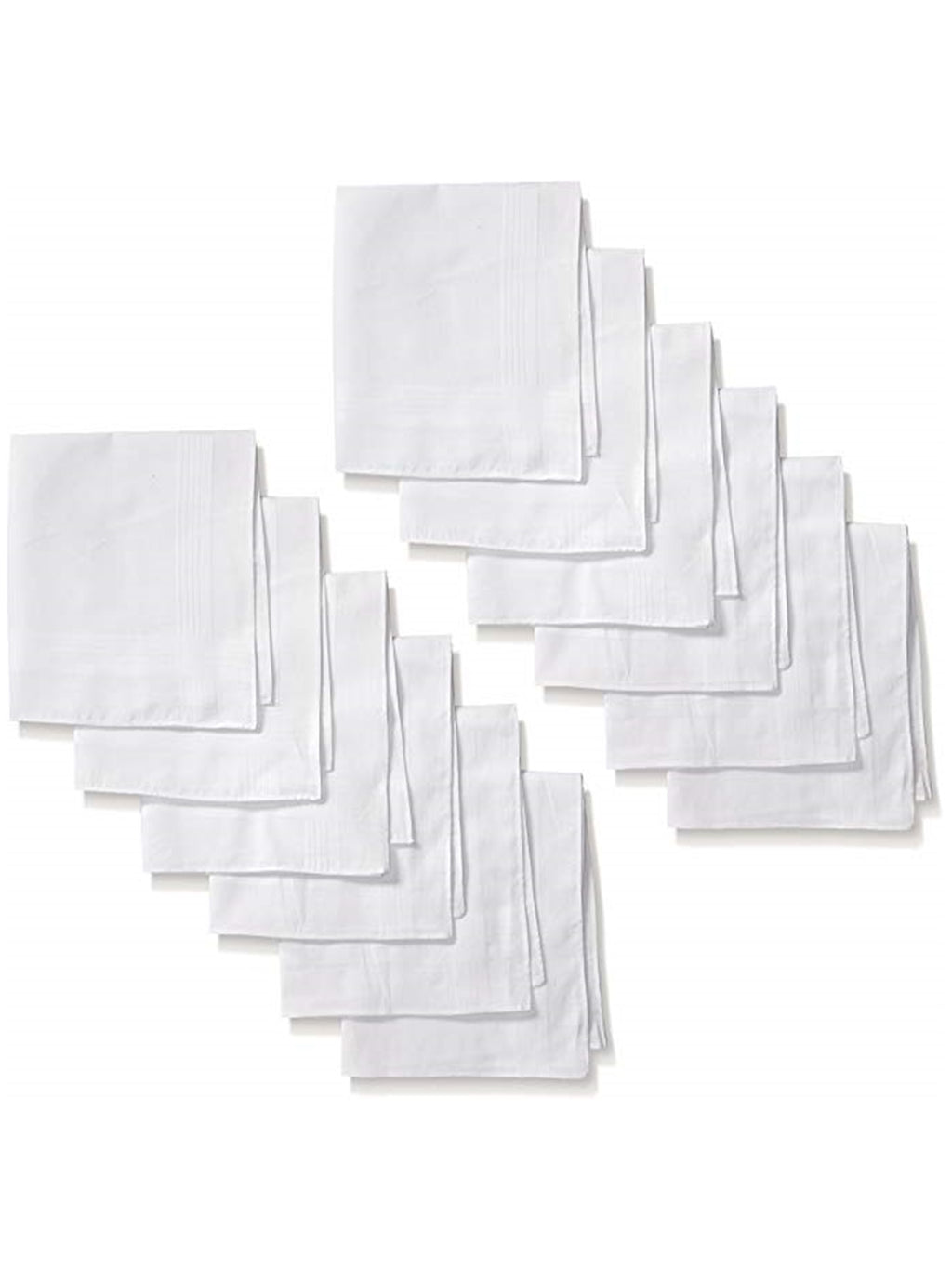 Men's White 100% Cotton Soft Finish Handkerchiefs Prefolded Pocket Squares HAVE-A-HANK 12 Pieces - White Regular 
