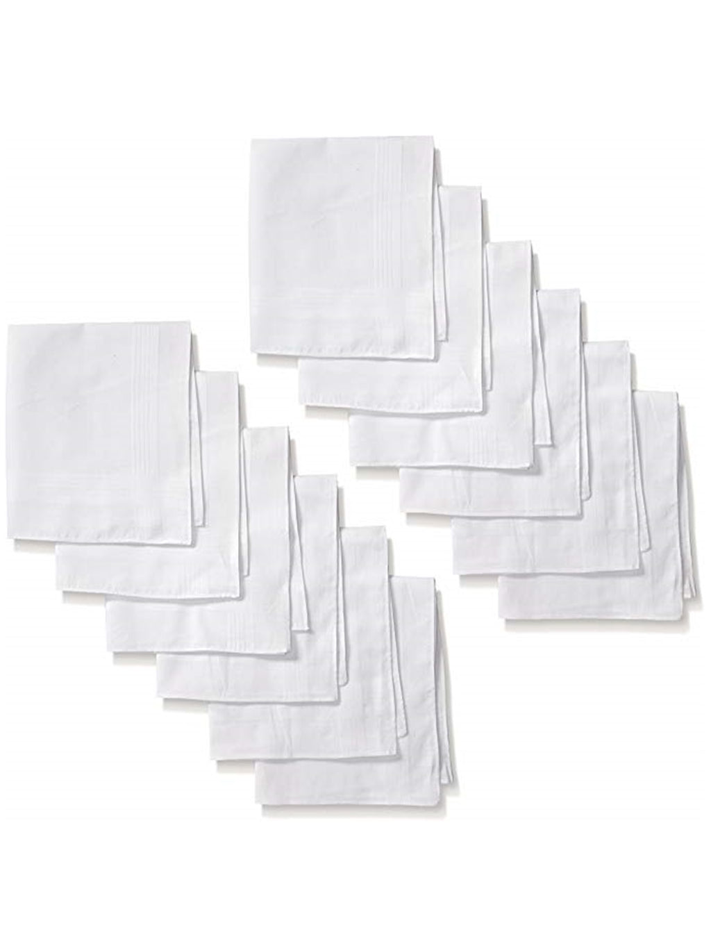 Men's White 100% Cotton Soft Finish Handkerchiefs Prefolded Pocket Squares HAVE-A-HANK 12 Pieces - White Regular 