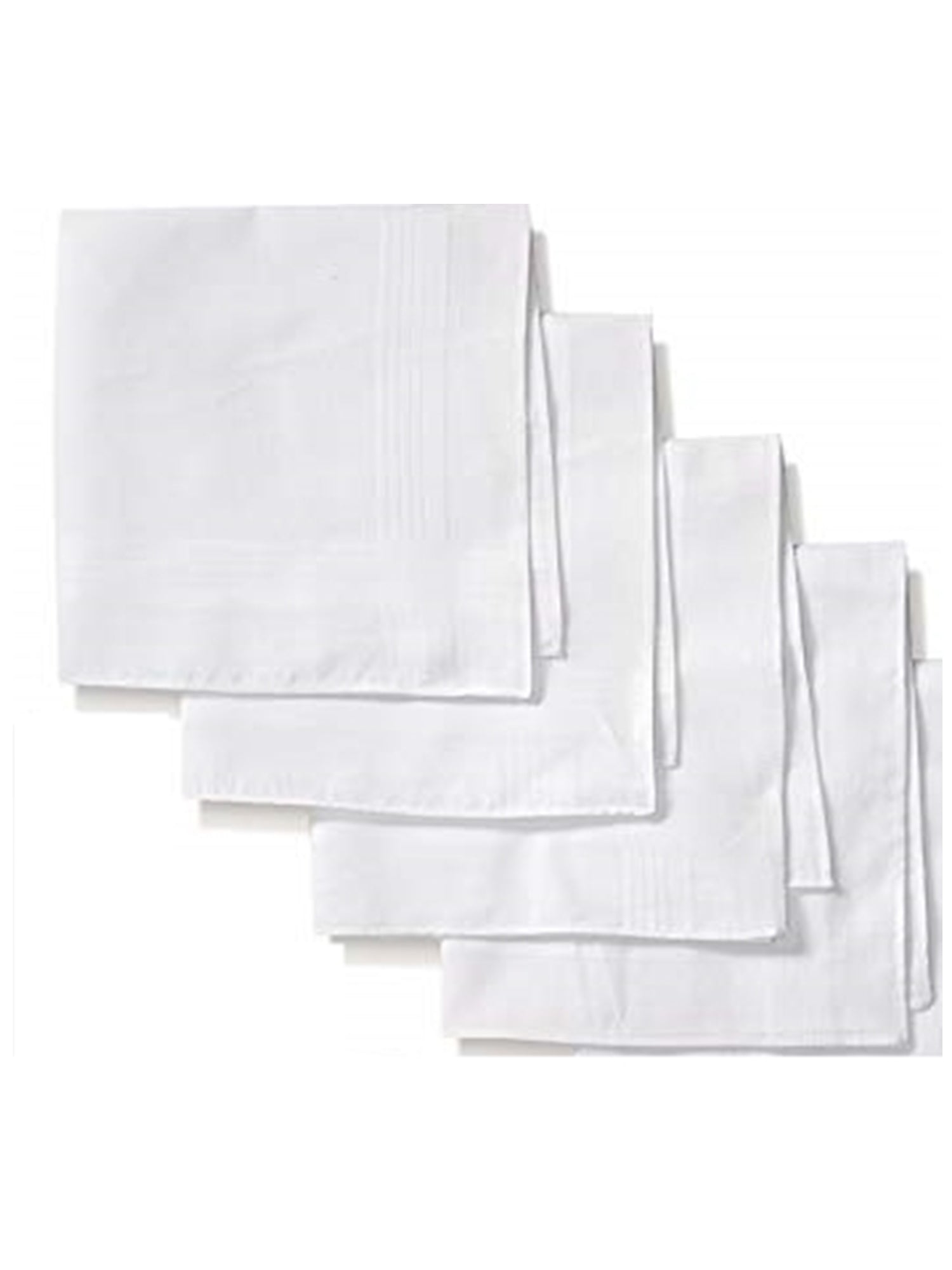 Men's White 100% Cotton Soft Finish Handkerchiefs Prefolded Pocket Squares HAVE-A-HANK 4 Pieces - White Regular 
