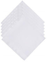 Load image into Gallery viewer, Men&#39;s White Fancy Plain Cotton Handkerchiefs Prefolded Pocket Squares Umo Lorenzo 6 Pieces Regular 

