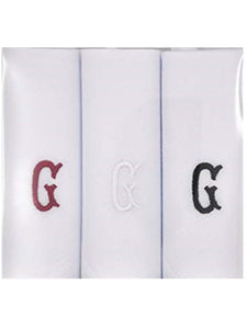 Men's Cotton Monogrammed Handkerchiefs Initial Letter Hanky Handkerchiefs TheDapperTie White G 2 x 3 Pack  