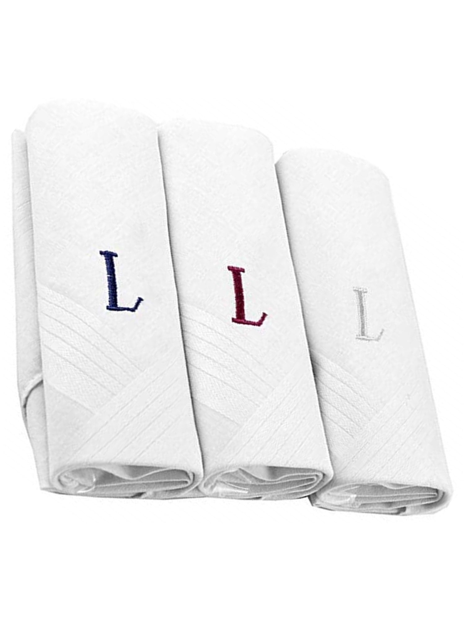Men's Cotton Monogrammed Handkerchiefs Initial Letter Hanky Handkerchiefs TheDapperTie White L 2 x 3 Pack  