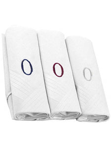 Men's Cotton Monogrammed Handkerchiefs Initial Letter Hanky Handkerchiefs TheDapperTie White O 2 x 3 Pack  