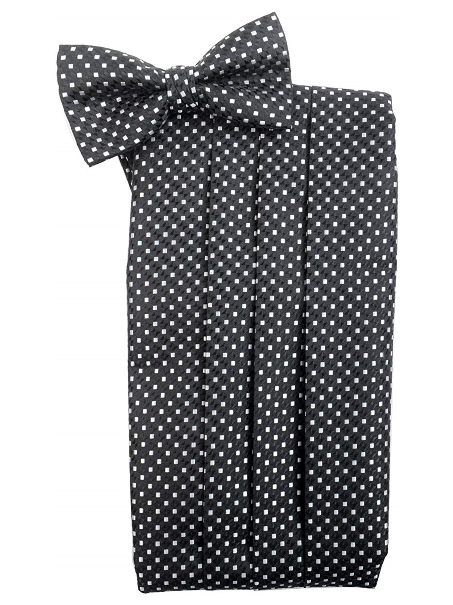 Men's Dotted Matching Adjustable Cummerbund and Bow tie Set Men's Solid Color Bow Tie TheDapperTie Black 1 Regular 