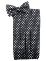 Load image into Gallery viewer, Men&#39;s Dotted Matching Adjustable Cummerbund and Bow tie Set Men&#39;s Solid Color Bow Tie TheDapperTie Black 1 Regular 
