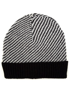 Men's Black, Grey & White Acrylic Knit Scarf and Hat Set Winter Set Umo Lorenzo   