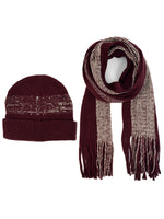 Load image into Gallery viewer, Men&#39;s Acrylic Knit Scarf and Hat Set Winter Set Umo Lorenzo Burgundy One Size 

