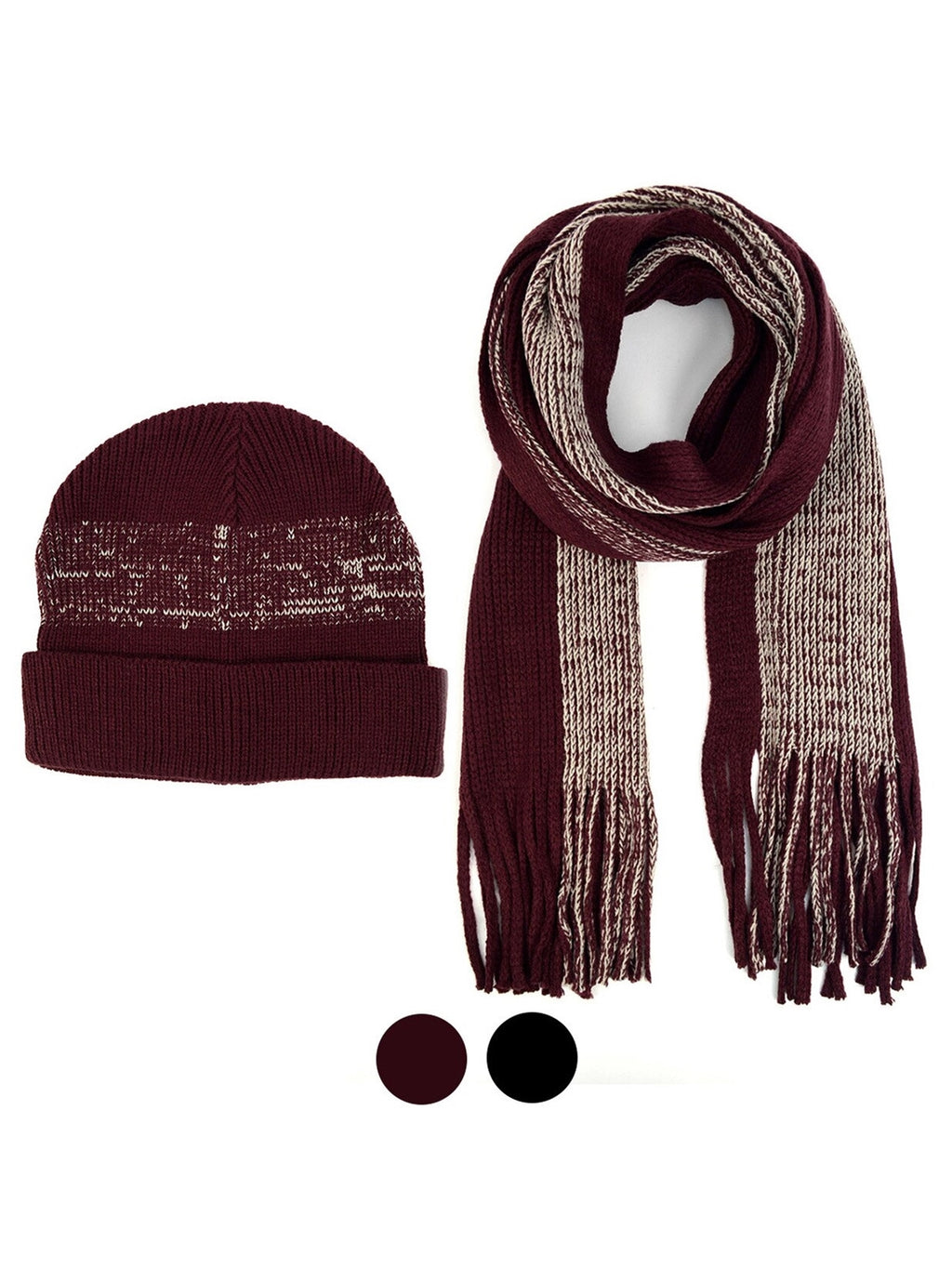 Men's Acrylic Knit Scarf and Hat Set Winter Set Umo Lorenzo   