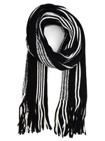 Load image into Gallery viewer, Men&#39;s Black &amp; White Acrylic Knit Striped Scarf and Hat Set Winter Set Umo Lorenzo   
