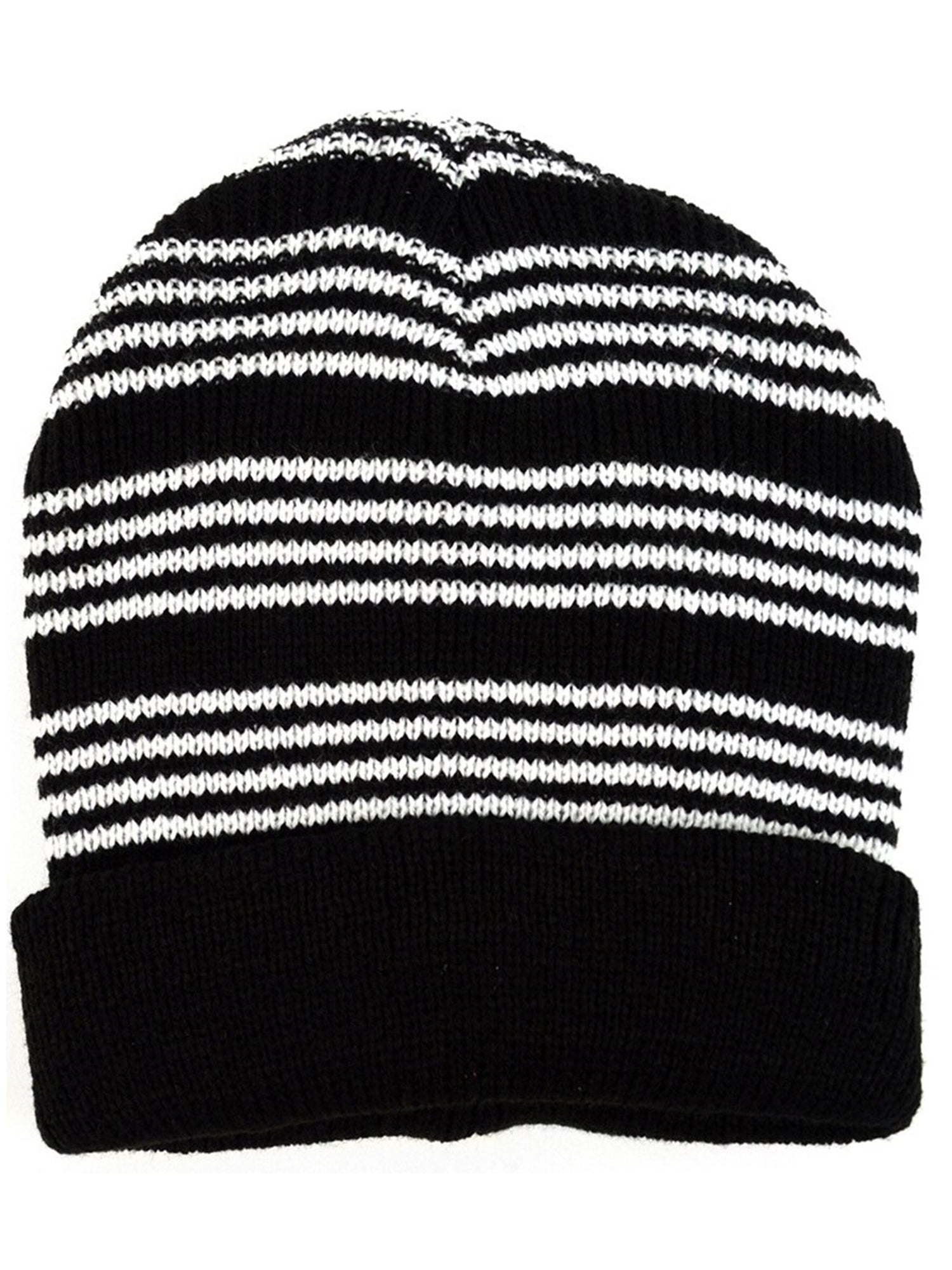 Men's Black & White Acrylic Knit Striped Scarf and Hat Set Winter Set Umo Lorenzo   