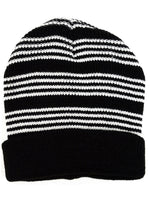 Load image into Gallery viewer, Men&#39;s Black &amp; White Acrylic Knit Striped Scarf and Hat Set Winter Set Umo Lorenzo   
