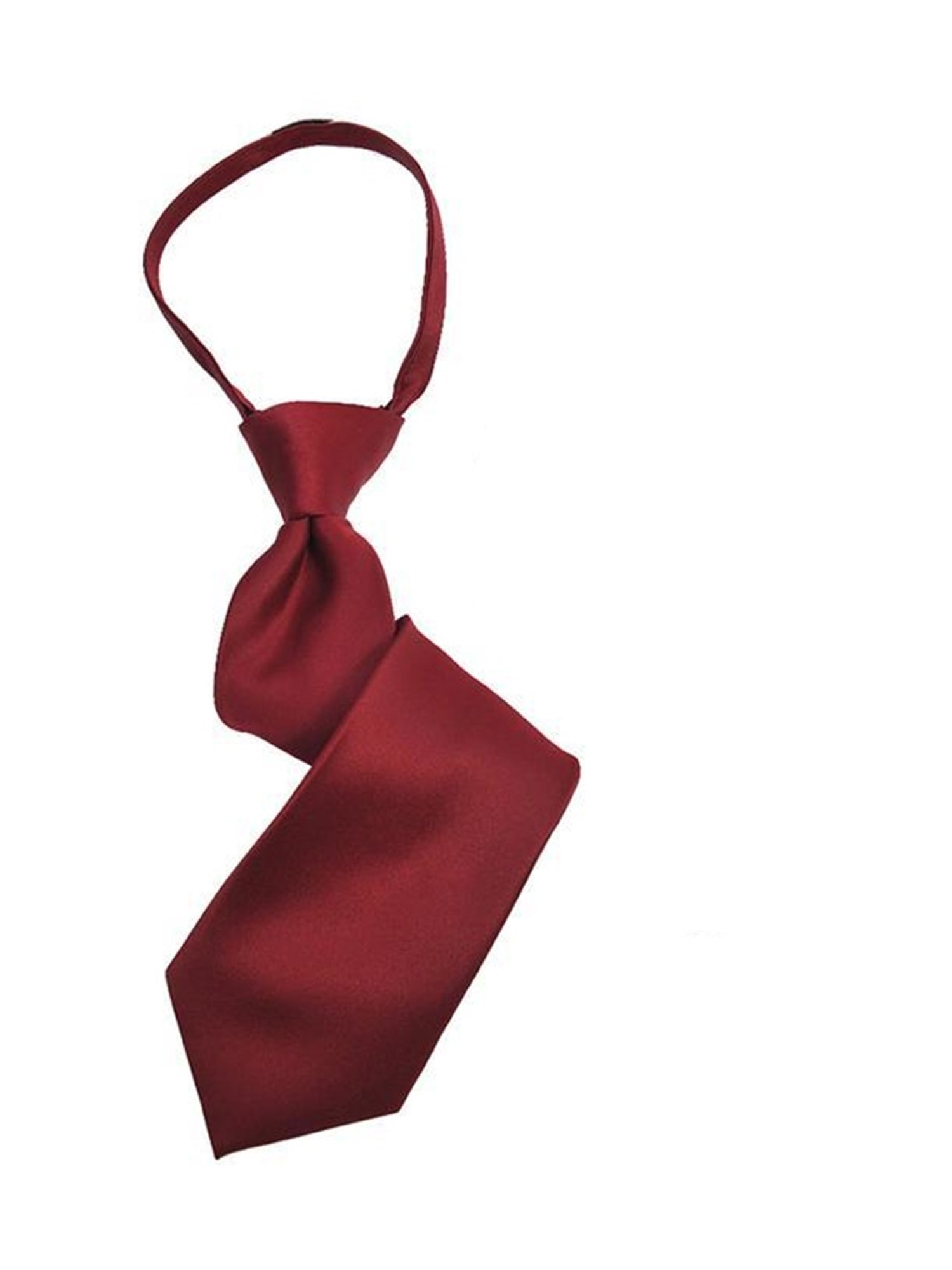 Boy's Solid Color Pre-tied Zipper Neck Tie Dapper Neckwear TheDapperTie Burgundy 8" x 2" 