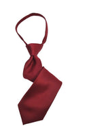 Load image into Gallery viewer, Boy&#39;s Solid Color Pre-tied Zipper Neck Tie Dapper Neckwear TheDapperTie Burgundy 8&quot; x 2&quot; 
