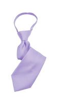 Load image into Gallery viewer, Boy&#39;s Solid Color Pre-tied Zipper Neck Tie Dapper Neckwear TheDapperTie Lavender 8&quot; x 2&quot; 

