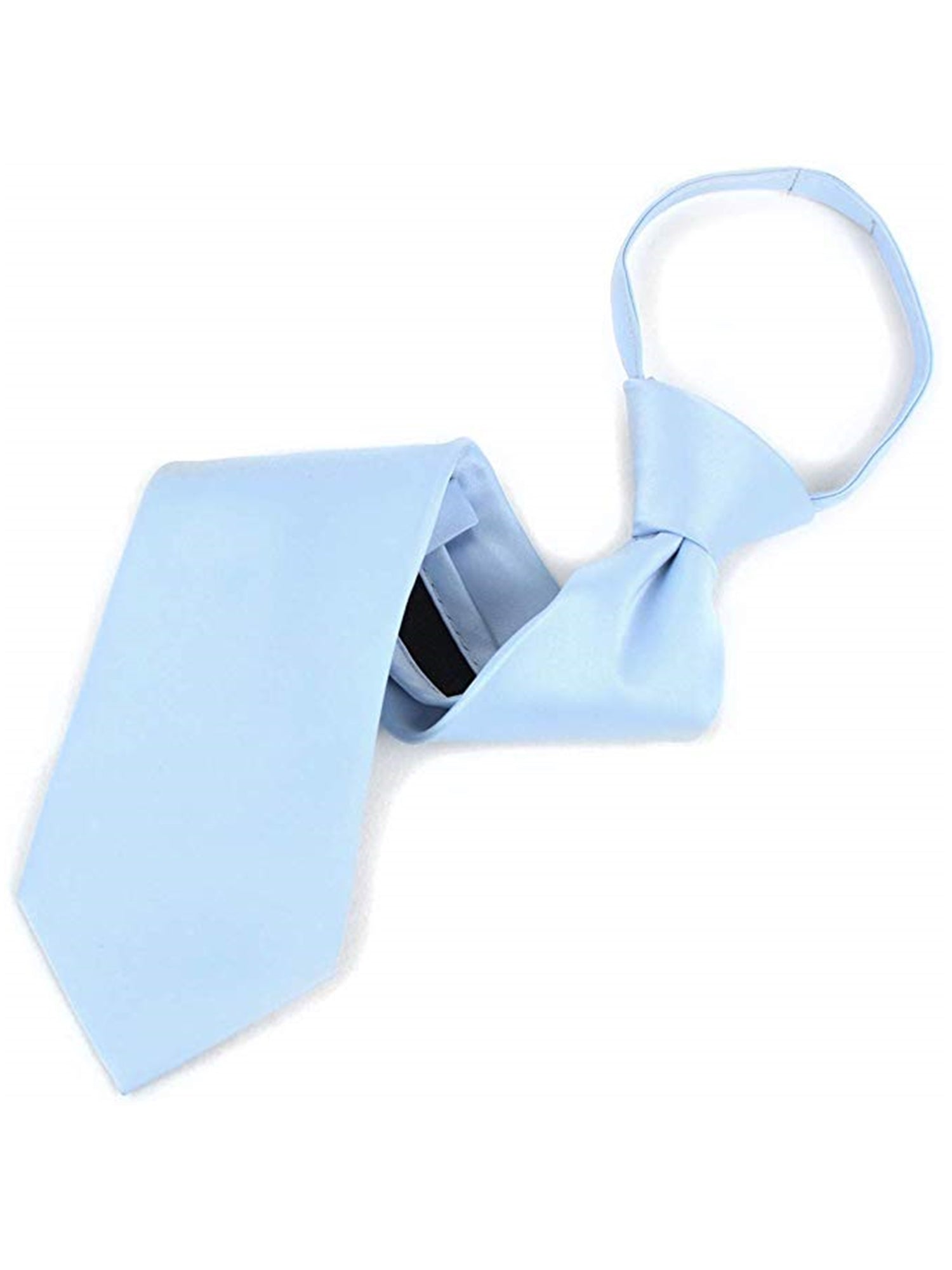 Boy's Solid Color Pre-tied Zipper Neck Tie Dapper Neckwear TheDapperTie Sky Blue 8" x 2" 