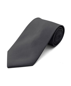 Men's Classic Solid Color Wedding Neck Tie Neck Tie TheDapperTie Charcoal Regular 