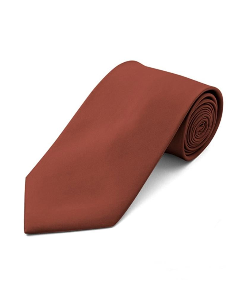 Men's Classic Solid Color Wedding Neck Tie Neck Tie TheDapperTie Copper Regular 