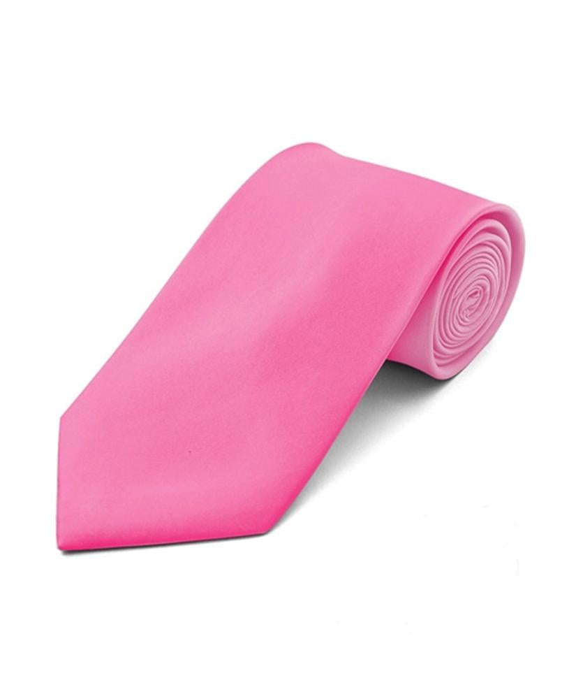 Men's Classic Solid Color Wedding Neck Tie Neck Tie TheDapperTie Hot Pink Regular 