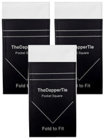 Load image into Gallery viewer, TheDapperTie - Men&#39;s White 3 Pcs Puff, 4 Point, Square Top Pre Folded Pocket Square Set Prefolded Pocket Squares TheDapperTie Ultra White Regular 
