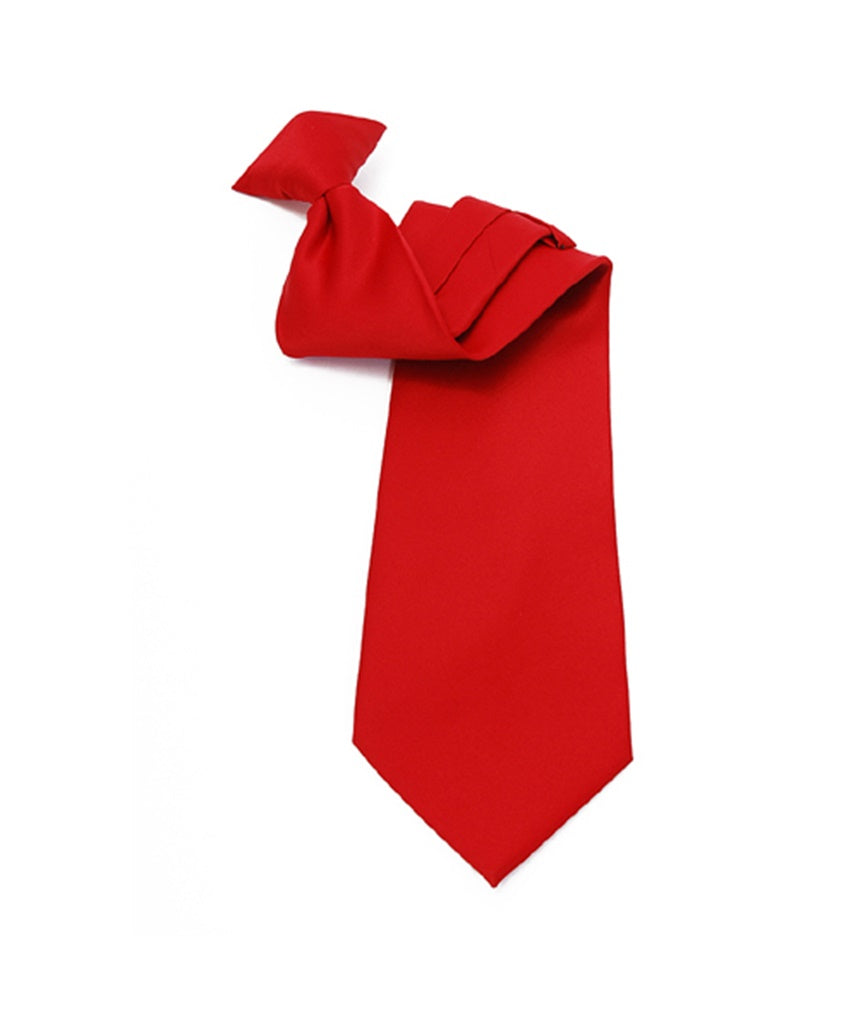 Men's Solid Color 19" Clip On Neck Tie Clip On Neck Tie TheDapperTie Red One Size 