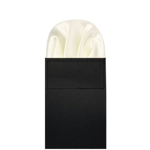 Men's Solid Color Puff Style Pre Folded Pocket Square on Card Prefolded Pocket Squares TheDapperTie Ivory Regular 