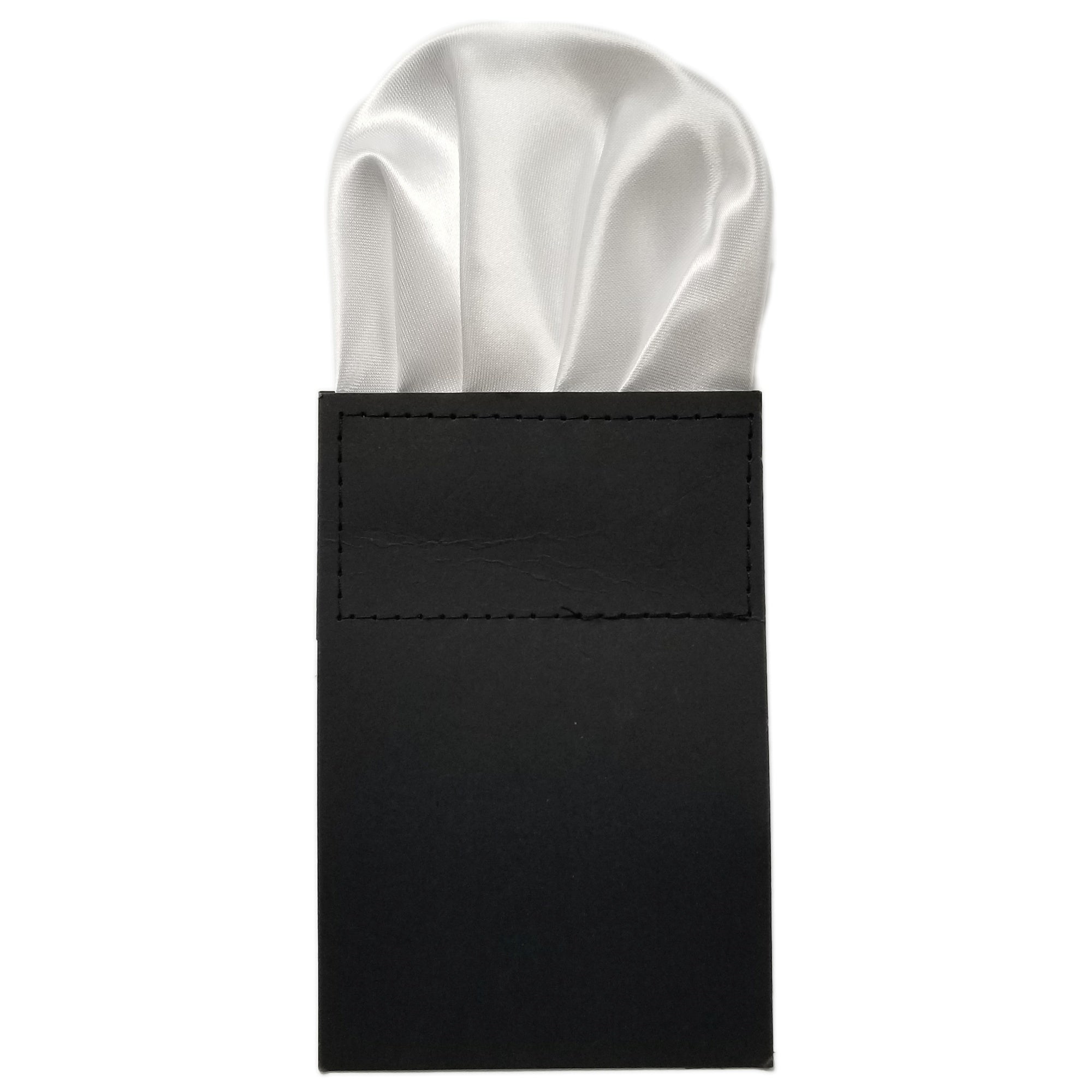 Men's Solid Color Puff Style Pre Folded Pocket Square on Card Prefolded Pocket Squares TheDapperTie White Regular 