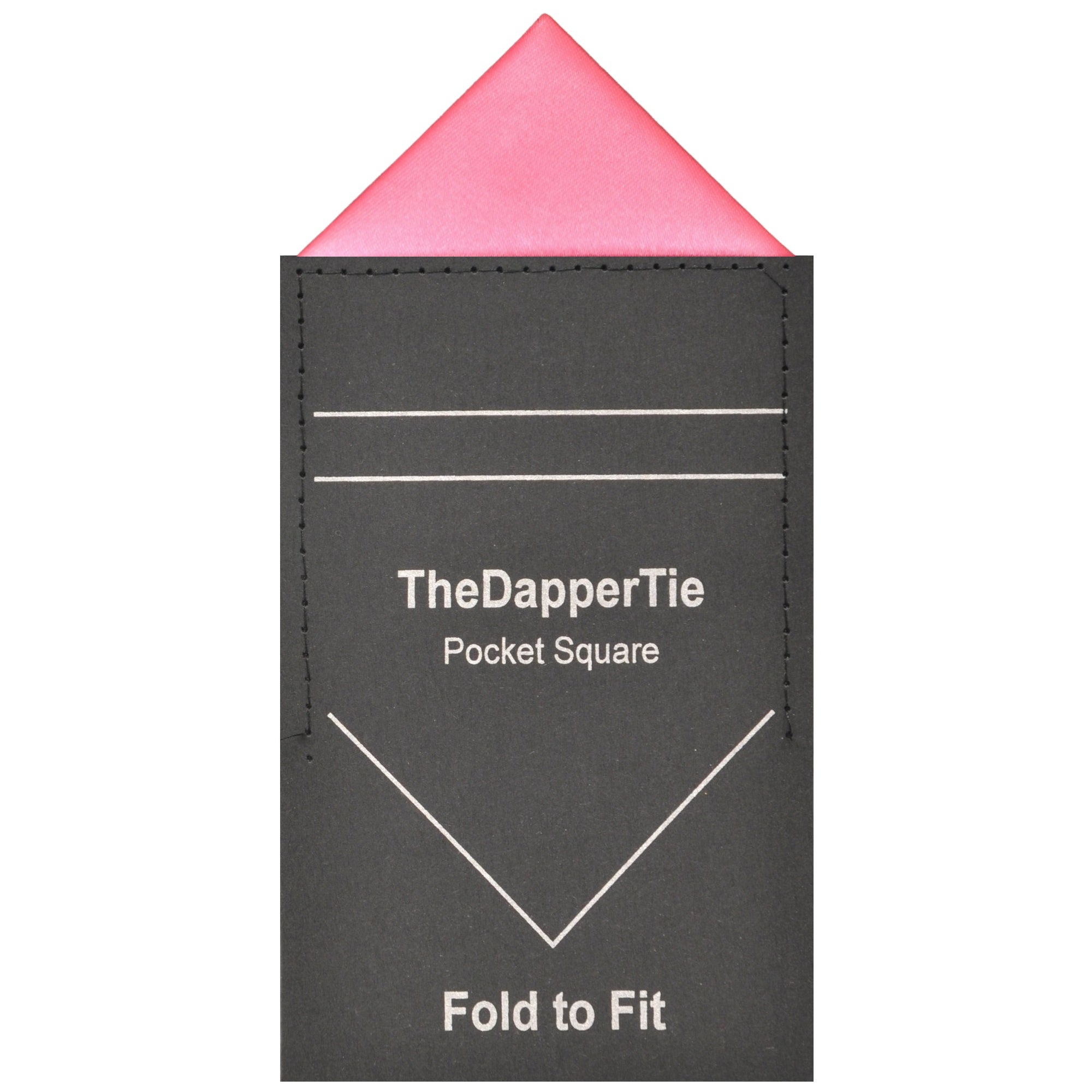 TheDapperTie - Men's Solid Color Satin Triangle Pre Folded Pocket Square on Card Prefolded Pocket Squares TheDapperTie Hot Pink Regular 