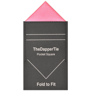 TheDapperTie - Men's Solid Color Satin Triangle Pre Folded Pocket Square on Card Prefolded Pocket Squares TheDapperTie Hot Pink Regular 