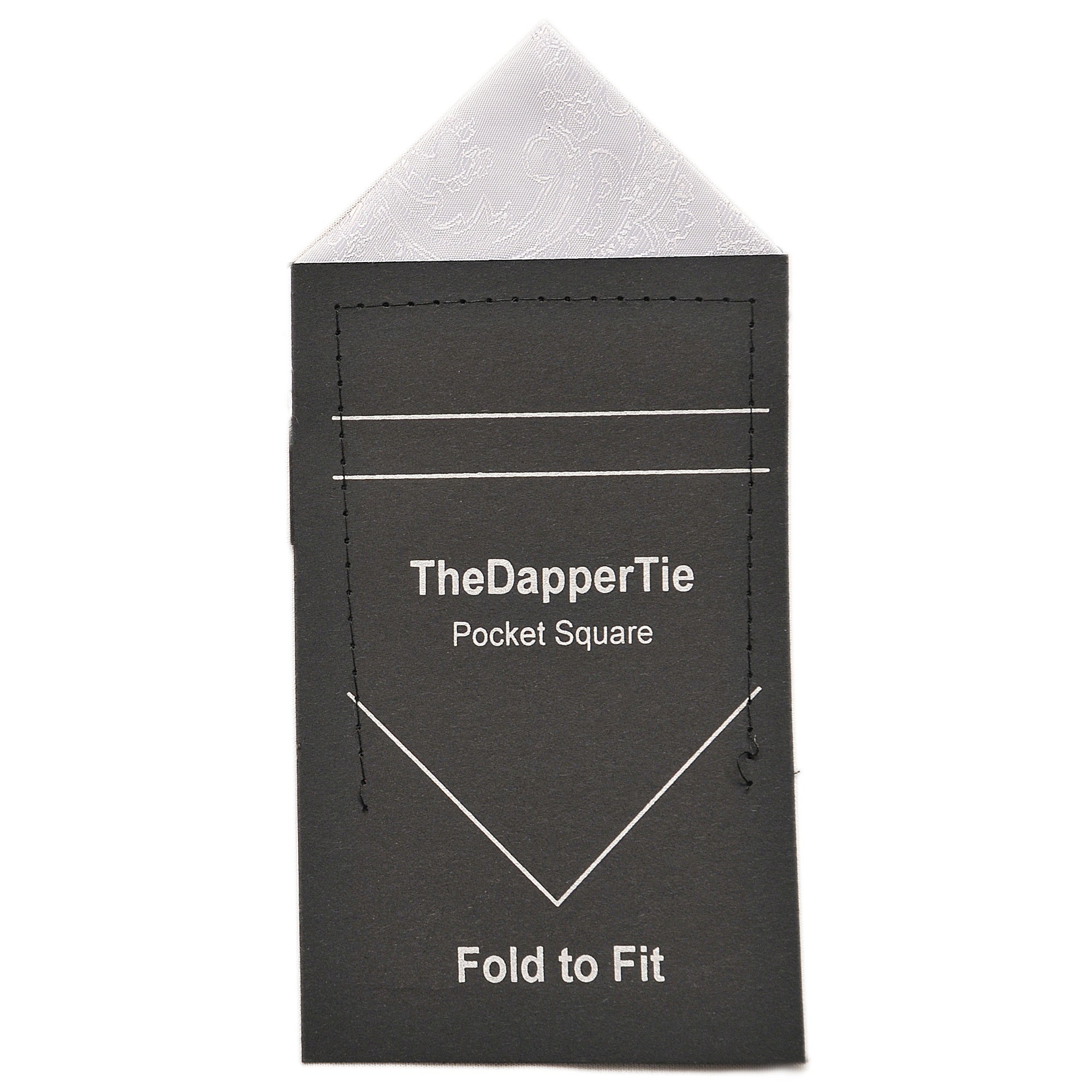 New Men's Paisley Triangle Pre Folded Pocket Square on Card Prefolded Pocket Squares TheDapperTie White Regular 