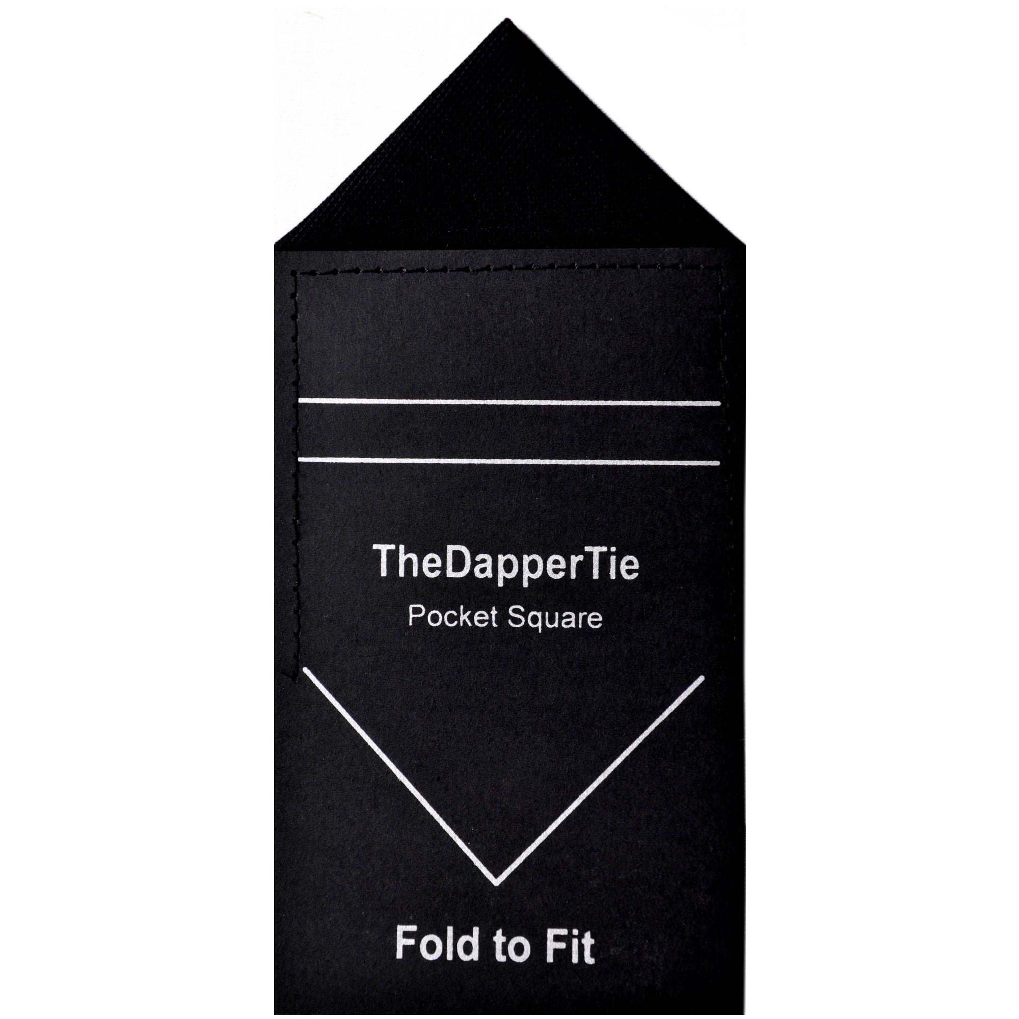TheDapperTie - Men's Cotton Textured Triangle Pre Folded Pocket Square on Card Prefolded Pocket Squares TheDapperTie Black Regular 